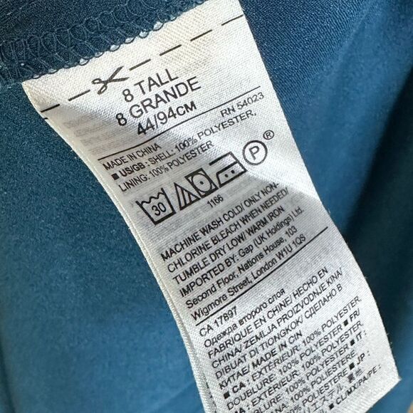 Banana Republic Teal Pleated Neck Long Sleeve Mini Dress | Size 16 - Picture 6 of 6